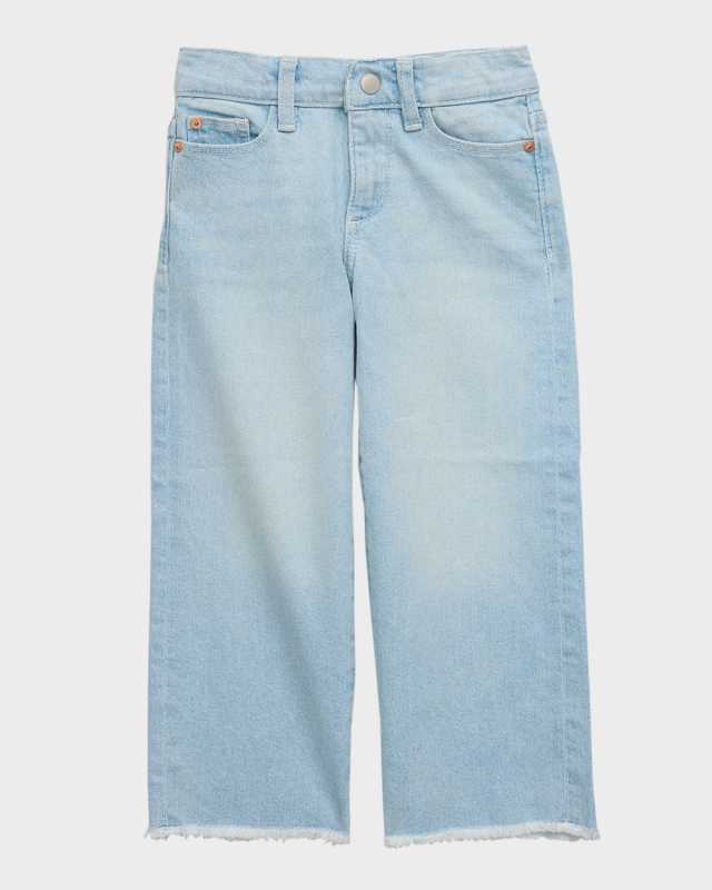 Girl's Lily Wide Leg Raw Edge Hem Jeans, Size 2-6
